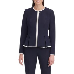 Tommy Hilfiger Peplum Collarless Zip Front Blazer Jacket Size 0
